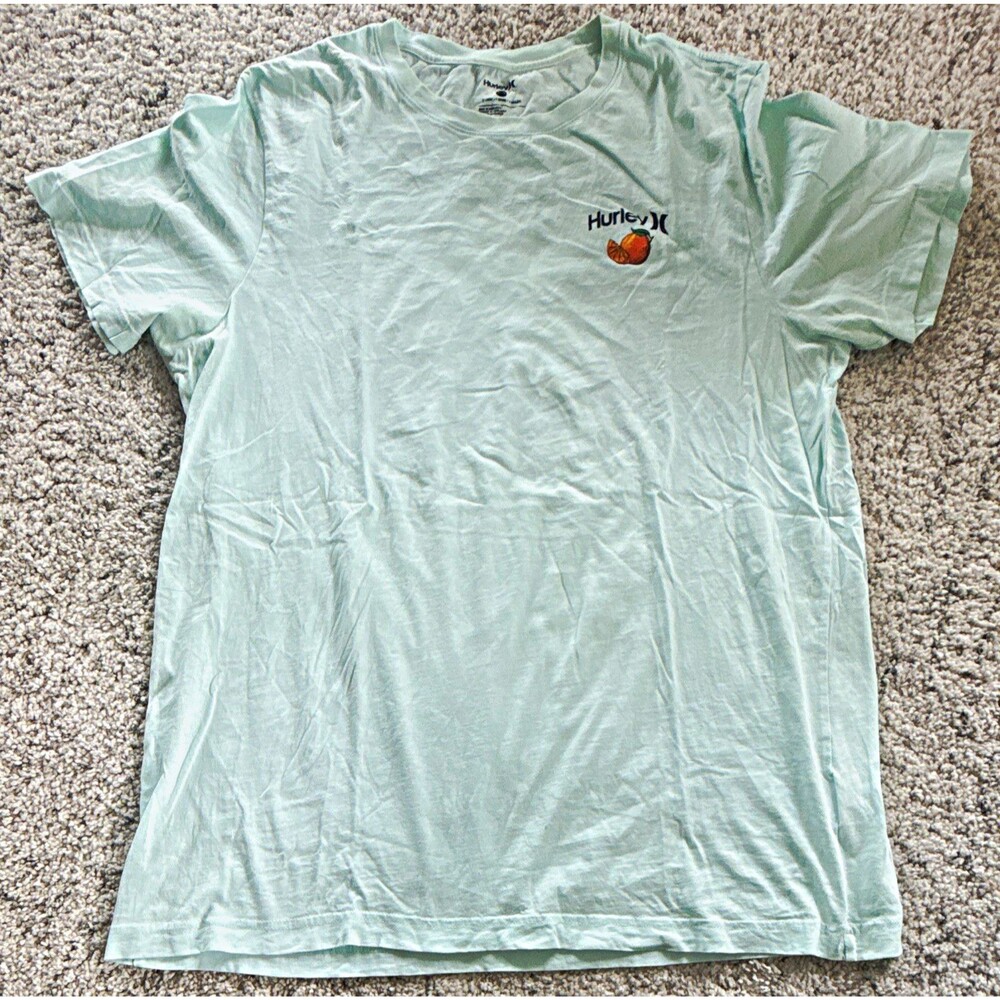 Hurley Men's Light Blue Graphic Print Logo Crew Neck Short Sleeve T-Shirt XL